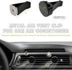 50 PCS Car Metal Air Vent Clips, Auto Perfume Air Outlet Clips Replacement, Air Freshener Clips with Plastic Slot Suitable for Most Vehicle, Universal Car Accessories