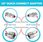 4 PCS Pressure Washer Coupler Quick Connect Fittings，3/8 in NPT Female and Male Thread (Premium Pressure Washer Hose Adapter Set), Stainless Steel Hose Connector, 2 Set