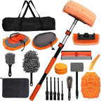 21Pcs Car Wash Kit with 60" Heavy-Duty Extension Pole, Soft Car Wash Brush, Wheel & Tire Brush, Scratch-Free Car Mop Mitt & Window Squeegee, Detailing Tool for Car Exterior & Interior Cleaning