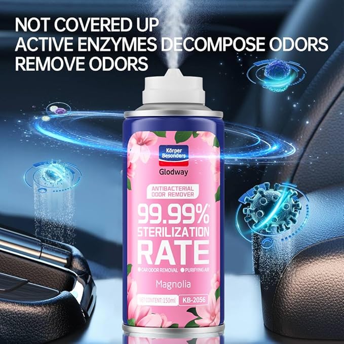 GLODWAY Car Air Freshener Spray, Magnolia Scent, 6 OZ Odor Eliminator,4 Pack, for Cars, Trucks, RVs, Home