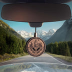 Wood Car Air Freshener — Handmade Car Air Freshener — Compass Mountains Designed Fragrance Oil Diffuser in Wooden Gift Box — Aromatherapy Set with diAquatoria Fragrance Oil - 10 ml