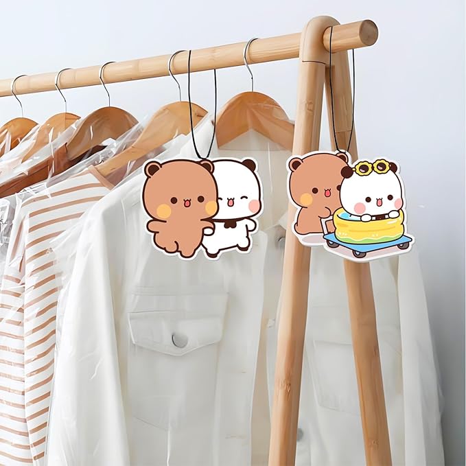 Bubu and Dudu Car Air Freshener Pads 6 PCS,Cute Car Accessories Mirror Decor Gifts for Bubu and Dudu Fans,Multi-Scent Air Freshener Pads for Closet,Bathroom,Bedroom & Office