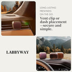 Labbyway Car Air Freshener with Refills-Vent Clip Starter Kit-Scent Diffuser for Car-Includes Fruit/Plants Scented Refills-Earthy Red-Brown