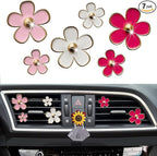 Daisy Air Vent Clips - 6 Pcs Cute Flower Car Diffusers + Mask Hook (Mixed Color)