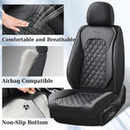 Coverado Full Set Car Seat Covers, Black Leather Seat Protectors, Luxury Front & Back Car Seat Covers,Waterproof Universal Fit, Automotive Seat Covers for Most Cars-Black
