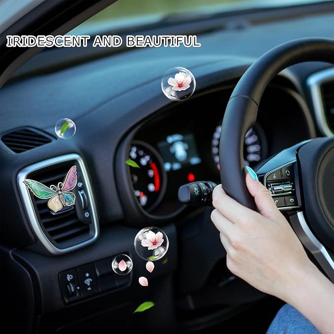 Butterfly Car Decor,Butterfly Air Vent Clip Car Air Freshener,Glamorous Natural Abalone Shell Butterfly Lucky Decorations Accessories for Women