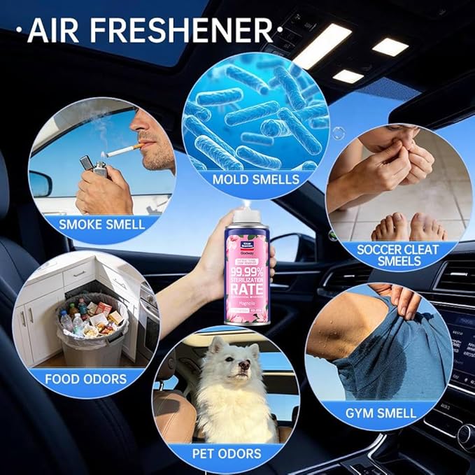 GLODWAY Car Air Freshener Spray, Magnolia Scent, 6 OZ Odor Eliminator,4 Pack, for Cars, Trucks, RVs, Home