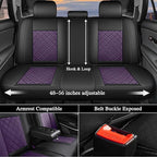 otoez Car Seat Covers Full Set, Universal Leather Seat Cover 5 Seat Waterproof & Breathable Automotive Seat Protector Full Coverage for Cars Sedens, Trucks, SUVs, Vans (Dark Purple)