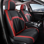 Coverado Car Seat Cover, Cover for Cars Front Seat, Premium Leather, Universal Fit Waterproof Seat Protectors, Car Seat Cushion Non-Slip for Most Cars-Black Red