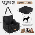JOEJOY Elevated Dog Car Seat for Small/Medium Dogs up to 35 lbs, Memory Foam Booster Seat with Detachable Washable Cover, Travel-Safe Car Bed with Safety Belts & Storage Pockets, Black
