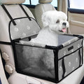 PetsHome Dog Car Seat Foldable Dog Car Booster Seat Waterproof Breathable Oxford Travel Bag for Small to Medium Dogs, Puppies, and Pets-Footprint Grey-Upgrade