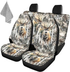 KEIAHUAN Car Seat Cover Full Set of 4 for Men Front Saddle Blanket Rear Split Bench Protection Cover Car Interior Accessories Decoration Fit Most Trucks, SUV or Vans American Flag Camo Deer Hunting
