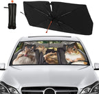 Socira Funny Squirrels Car Windshield Sunshade Umbrella Foldable Visor Umbrella Sun Shade Cover Funny Animal Sunshade Front Window Cover Squirrels Car Accessories Blocks Uv Rays 57" X 30"
