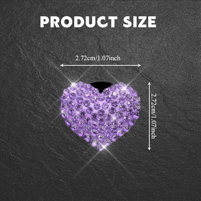 4PCS Bling Heart Air Vent Clips, Car Air Freshener for Women, Air Fresheners Diffuser Clip Charm, Car Air Conditioning Outlet Clip Decorative Accessory for Women Girls (Purple, Style1)