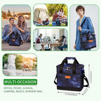 iknoe Large Cooler Bag Collapsible 24 Can Insulated Bags Leakproof Lunch Cooler Tote with Multi-Pockets for Adult Insulated Thermal Bag for Beach, Picnic, Office Work, Galaxy