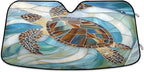 Sea Turtle Glass Ocean Windshield Sunshade Car Sun Shade Front Window Shade for Truck SUV Blocks UV Rays Sun Reflector Visor Protector Accordion Folding