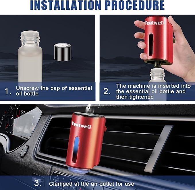 Featwell Car Aromatherapy/Fragrance car Air fresheners/Humidifier Essential Oil Diffuser for Vehicle (Red)