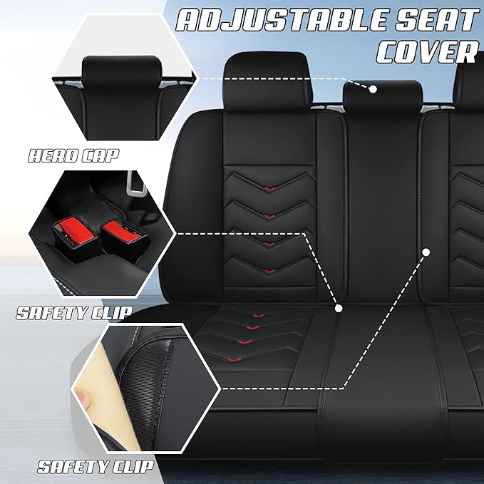 Car Seat Covers Fit for Toyota rav4 2000-2026, Stylish Sport Seat Covers, Waterproof Wear-Resistant Premium Nappa Leather Car Seat Cover.(2 Pcs Front with Pillow/Black)
