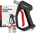 4350 PSI Short Pressure Washer Gun, 1/4” Quick Connector High Pressure Washer Gun with 3/8" Male Plug and M22-14 Fitting, Power Washer Gun Compatible with Foam Cannon, Car Wash Foam Gun