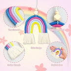 8 Pcs Boho Rainbow Car Charm Macrame, Cute Bohemian Handmade Woven Wooden Beads, Diffuser, Colorful Accessories Hanging Air Fresheners Decor