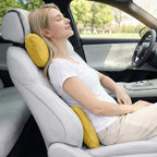 2PCS Car Pillow for Car Neck Pillow for Driving Seat Neck Support Soft Cushion Back Support Head-Rests for Vehicle Sleeping with Elastic Adjustment Strap (Golden, Head and Lumbar)