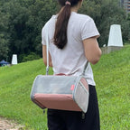 Guinea Pig Carrier Travel Small Animal Bag Lizard Bird Rabbit Cage Squirrel Breathable Bag Portable Hamster Pet Hangbag (Small, Pink)