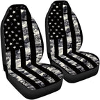 ELEQIN Squirrel Front Car Seat Covers 2pcs, Black Camo US Flag Automotive Seat Covers Car Accessories Universal Size Fit for Most Cars,SUVs&Trucks&Vans