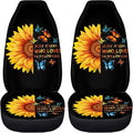BIGCARJOB Sunflower Print Car Seat Cover Set for Front Seat Only,Sunshine Sunflower Auto Front Seat Protector Full Set Butterfly Car Interior Accessories,Universal Fit