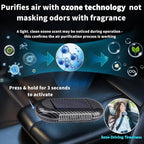 Solar-Powered Car Air Purifier with USB Charging & Ozone Odor Elimination - Portable HEPA Filter-Free Ionizer for Pet Odors, VOCs - Compact, Silent, Best for Car Use (8820 carbon fiber)