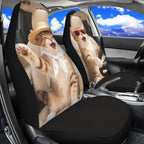 Cat Driving Car Seat Covers 2 Pcs Cute Car Seat Covers Front Seats Only Easy to Install and Clean Protection Interior Accessories Universal Fit for Most Cars SUVs and Sedans