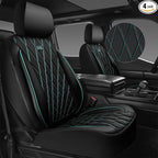 CAR PASS Thick Foam 3D Air Mesh Leather Car Seat Covers Front Seats Only, Breathable Premuim Leather Two Front Seat Cover, Airbag Compatible Universal Fit for 95% Sedan Van Truck SUV,Black and Mint