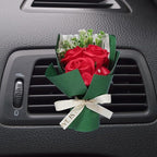 uxcell Red Small Bouquet Car Air Freshener Vent Clips, Mini Decorative Rose Bouquet with Fragrance Diffuser for Women, Automotive Air Freshener Decoration, Style 1