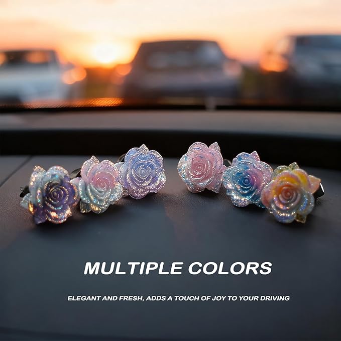 6Pcs Car Cute Colorful Big Flower Car Air Vent Clips Dashboard Decoration Air Freshener Interior Decor for Women Girl