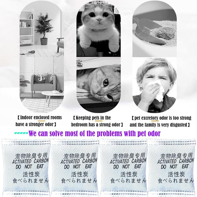 30Pack Natural Activated Charcoal Pet Odor Absorber Air Purifying Bag; 10g/Pack Pet Areas Air Freshener; Home,Car，Closet,Shoe,Basement,Pet Odor Eliminator