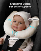 Baby Neck Pillow for Car Seat and Stroller, Adjustable Baby Head Support Pillow for Travel, Soft and Cushiony Torticollis Pillows for Infant and Newborn (Beige)