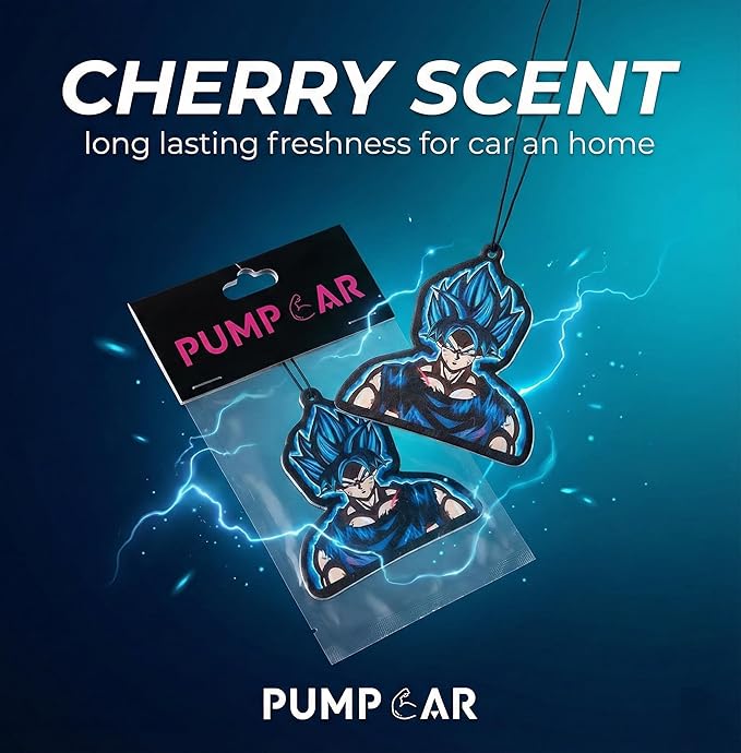 PumpCar car air freshener 2-piece double-sided Goku SSJ hanging cherry-scented anime dragon for rearview mirror Car Interior Accessories Household Gifts