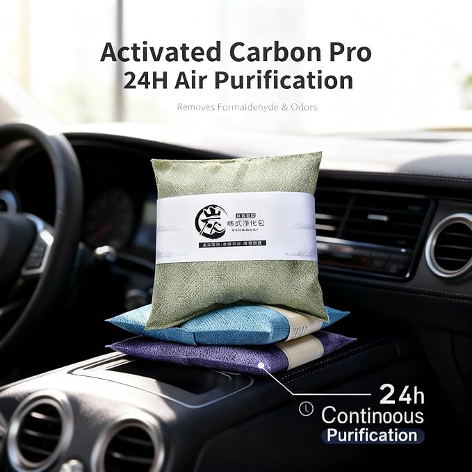 500g Activated Charcoal Air Purifying Bag, Natural Odor Absorber,Natural Smell Deodorizer, Car Air Freshener Bag, Car Air Odor Remover Absorbers for Car, Home, Bedroom, Closet (Orange,5Pcs)