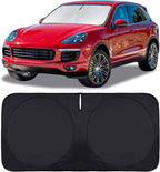 Custom Fit Cayenne Windshield Sunshade for 2019-2023 2024 2025 Upgrade Porsche Cayenne Front Window Sun Shades Shield Cover for Windshield Foldable 210T Sun Visor Protector Blocks UV Ray Accessories