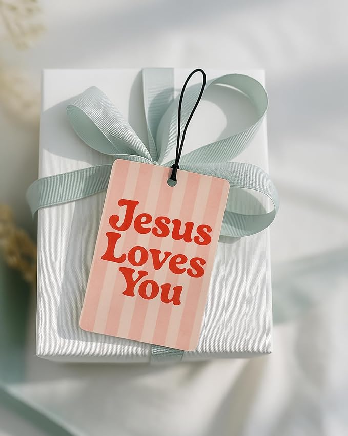 Christian Car Air Freshener 4 Pcs Coconut Scented, Inspirational Christian Car Accessories Mirror Decor for Women, Religious Bible Verse Hanging Air Freshener for Cars Closet Drawer Books