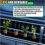 4PCS Plant Car Air Freshener Vent Clip, 3D Artificial Aromatherapy Diffuser, Cute Mini Flower Vase, Creative Interior Decoration Accessories (Type 1)