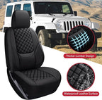 Wrangler Seat Covers 2007-2026 Full Set, Waterproof Leather Interior Sets with Lumbar Support Custom Fit for Jeep Wrangler JK JL 4 Door Unlimited Sahara/Sport/Rubicon X 392 Willys, Black