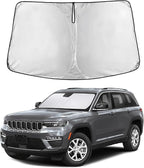 EcoNour Windshield Sunshade for Jeep Grand Cherokee 2011-2024 2025 2026, Sun Visor for Front Windshield & Window Sun Shade Cover, UV Heat Blocker & Protector, Car Accessories