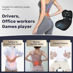 Coverado Car Seat Cushion and Lumbar Support Pillow One Piece, Memory Foam Ergonomic Back Support Driving Seat Cushion for Back Pain, Non-Slip Washable Cushion for Car, Driver, Office