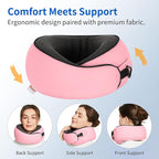 Travel Pillow, Memory Foam Neck Pillow for Sleeping, 360° Ergonomic Support Travel Neck Pillow for Flights, Portable Set with 3D Eye Mask, Washable Cover, Comfort for Airplane & Office (Pink)