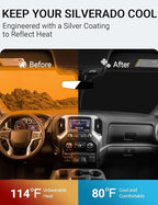 Proadsy Windshield Sun Shade Custom Fit Chevy Silverado 1500 2Dr 4Dr 2019-2024 2025 2026 4-Layer Foldable Front Sunshade Protector Sun Visor Blocks UV Rays Keep Car Cooler Accessories