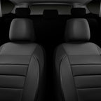CAR PASS Faux Leather Car Seat Covers Front Seats Only, 3D Foam Support Car Seat Covers, Universal fit for Trucks Vans SUVs Sedans Automotive Comfortable, Airbag Compatible 2 Pieces Front Solid Black
