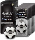 Soccer Car Air Freshener by HookUp - 10 Pack - Black Gold Scent (Extra Strong) | Unique Soccer Gift for Players, Coach, Fans | Hanging Car Accessory with Long Lasting Fresheners Smell