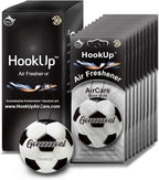 Soccer Car Air Freshener by HookUp - 10 Pack - Black Gold Scent (Extra Strong) | Unique Soccer Gift for Players, Coach, Fans | Hanging Car Accessory with Long Lasting Fresheners Smell