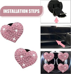 4PCS Bling Heart Air Vent Clips, Car Air Fresheners Vents Clips, Crystal Rhinestone Air Conditioning Outlet Clip, Cute Car Accessories for Women (Pink)