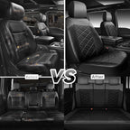 CAR PASS Nappa Leather Waterproof Car Seat Covers Two Front, 3D Foam Automotive Seat Covers with Memory Foam, Universal Fit for Cars SUV Truck Sedan, Airbag Compatible,Black Grey